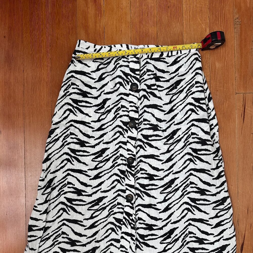 Reformation Zebra Print Jayne Linen Midi Skirt - Size 10